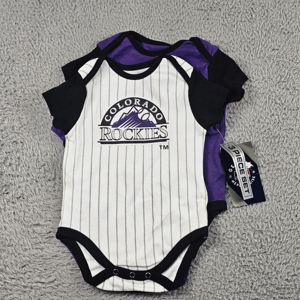 Colorado Rockies Bodysuit Boys 3-6M Purple MLB Baseball Genuine Merchandise